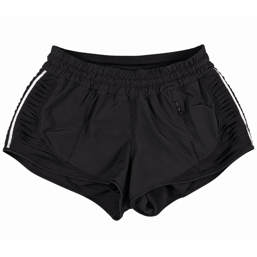 lululemon hotty-hot shorts ruched side black reflective 4
